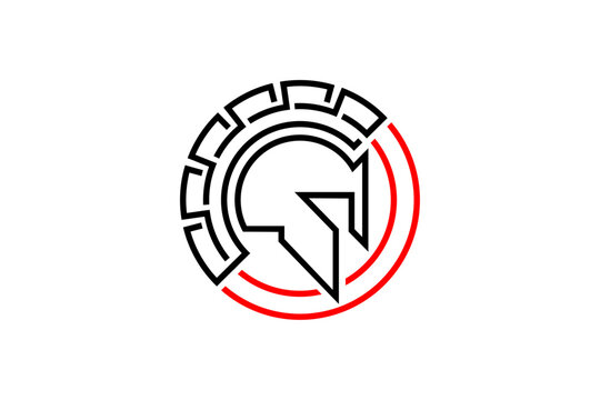 spartan logo - outline style (black and red)