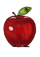 red apple with leaf