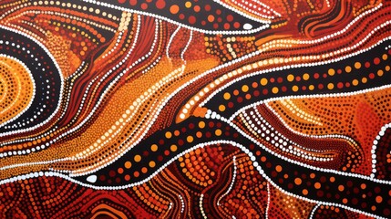  a close up of a painting of different colors and patterns on a black and orange background with a white dot in the middle of the painting.  generative ai