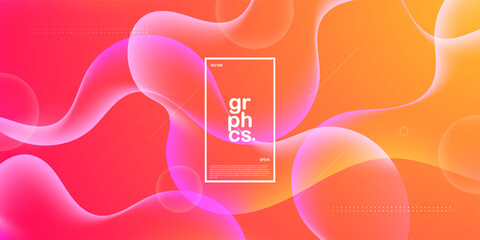 Colorful orange gradient liquid fluid mesh abstract background with bubble element pattern gradient soft color on background. Eps10 vector