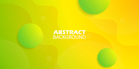 Minimal bright green and orange geometric business banner design. Creative banner design with circle shapes and lines pattern. Simple horizontal banner. Eps10 vector