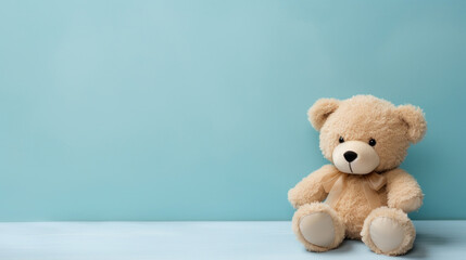 Toy bear on a blue background