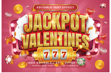 jackpot valentines day 3d text effect and editable text effect