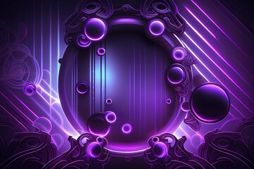 AI generated illustration of purple Abstract background with lines and round drops shapes