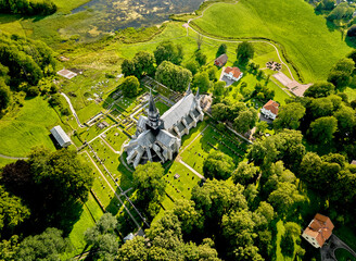 Varnhems monastery seen from above.