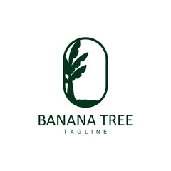 Banana Tree Logo, Tropical Fruit Plant Flat Silhouette Template Illustration Design