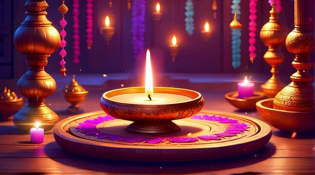 Diwali Celebration diya oil lamp video