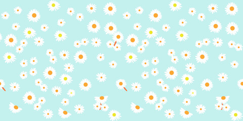 pattern Daisy flower on a blue pastel background