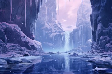 Frozen Waterfalls - Generative AI - obrazy, fototapety, plakaty