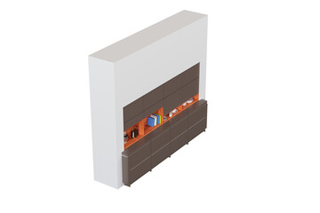 Obraz premium modern kitchen isolated on transparent background, home furniture, 3D illustration, cg render