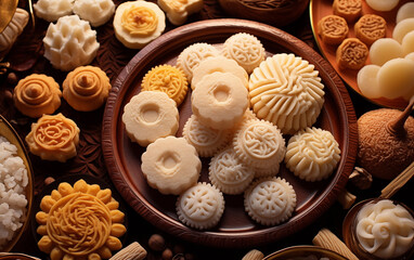 Fototapeta premium Homemade Diwali Snacks and Sweets in a Tray