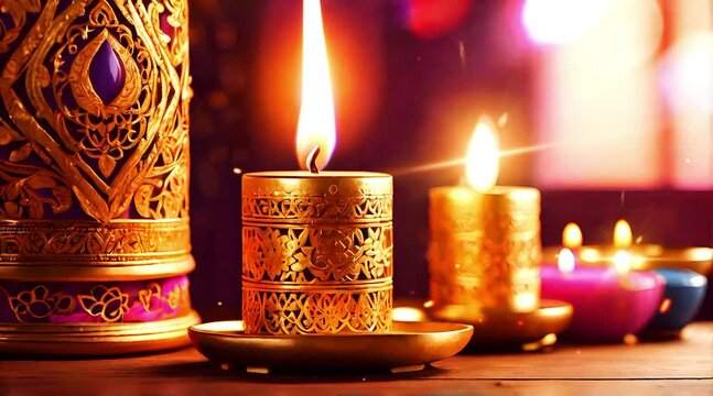 Happy diwali video template, diwali decoration illustation with beautiful diya