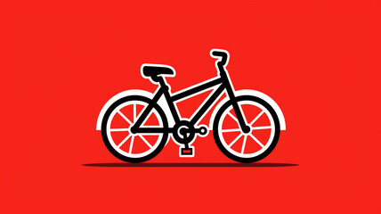 Fototapeta na wymiar icon of a modern bicycle on red background