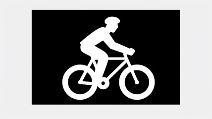 icon of a modern bicycle with human on black background