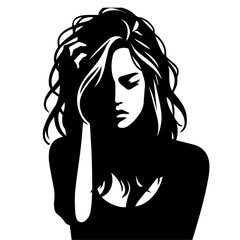 Stress Woman Vector silhouette illustration black color