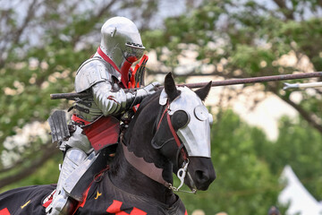 Knight jousting. Medieval knights during a jousting tournament