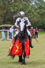 Knight jousting. Medieval knights during a jousting tournament