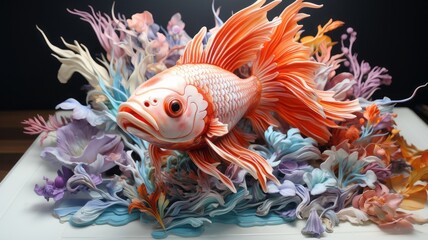 Underwater life: Graceful goldfish in the water habitat