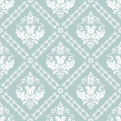 Classic seamless pattern. Damask orient ornament. Classic light blue and white vintage background. Orient pattern for fabric, wallpapers and packaging