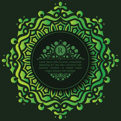 Green calligraphy ornament frame line design