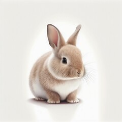 Obraz premium AI generated illustration of an adorable fluffy rabbit on a beige background