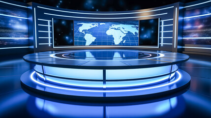 News Studio. Backdrop for TV shows.TV studio. News studio. The perfect backdrop for any green screen or chroma key video or photo production. 3d render