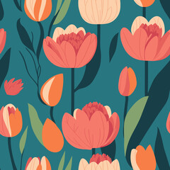 Abstract Tulip Symphony Seamless Patterns