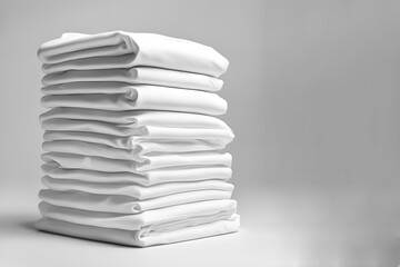 White T-shirts lie in a stack.