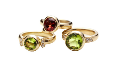 Garnet and Peridot Ring on Isolated Background