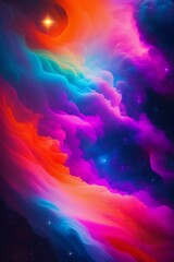 Fototapeta na wymiar Drifting peacefully through the colorful nebulas