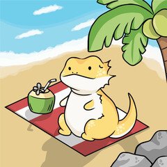 Bearded dragon on the beach
