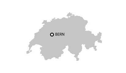 High detailed vector map with capital, Bern- Switzerland