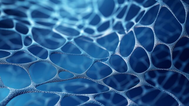 A microscopic close-up view of intricately woven textile, depicted in a vector illustration set against a blue background, revealing the beauty of textile details at the micro level