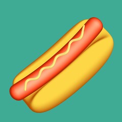 Hotdog fast food. 3d render