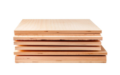 Stack of Plywood Sheets on Isolated Background