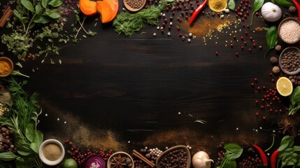background frame food fresh top view illustration flavor organic, ingredient cooking, table spice background frame food fresh top view