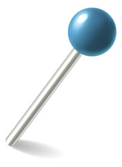 Sewing pin mockup. Blue realistic push needle