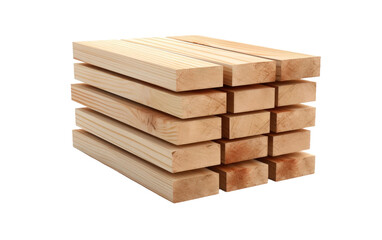 Stack of Wooden Boards on Isolated Background
