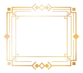 Antique art deco frame. Elegant golden border