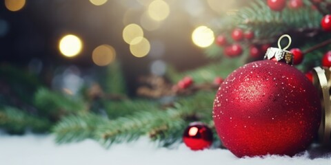 Fototapeta na wymiar Christmas decoration bauble ball. Merry Christmas and Happy New Year. Festive bright beautiful background