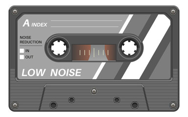 Vintage music tape. Audio cassette case template
