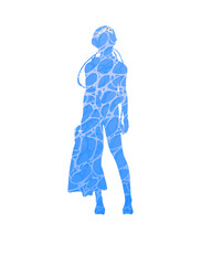 Female scuba diver silhouette with water surface pattern