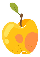 Yellow apple. Shiny juicy fruit. Healthy food