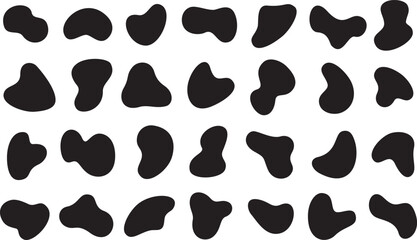 Organic abstract black shapes. Collection of random liquid irregular forms. Vector illustration	