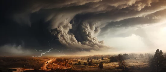 Foto op Canvas Dark landscape with storm clouds © Katrin_Primak