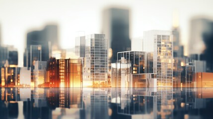 Obraz premium skyscraper blurry building city background illustration close closeup, up abstract, blue urban skyscraper blurry building city background