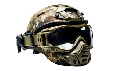 Airsoft Helmet with Goggles on Isolated Background