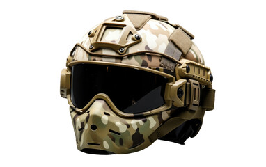 Military-Style Helmet on Isolated Background