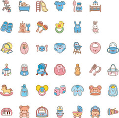 Fototapeta premium the theme of this icon set is Baby Cute.
