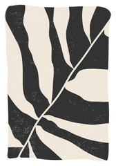 Minimalist poster with abstract art leaf composition